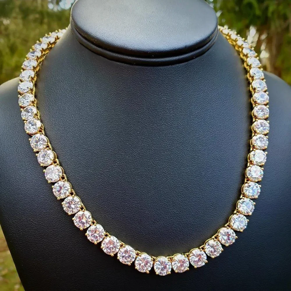 14k Gold Plated Massive 8mm Tennis Necklace